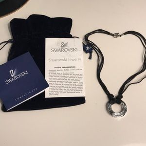 Swarovski crystal  4-cord strand blk. necklace.